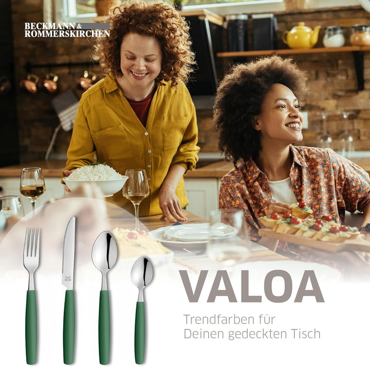 Beckmann & Rommerskirchen VALOA Besteck Set 4 Personen - 16-teilig - Dunkelgrün - Spülmaschinenfest