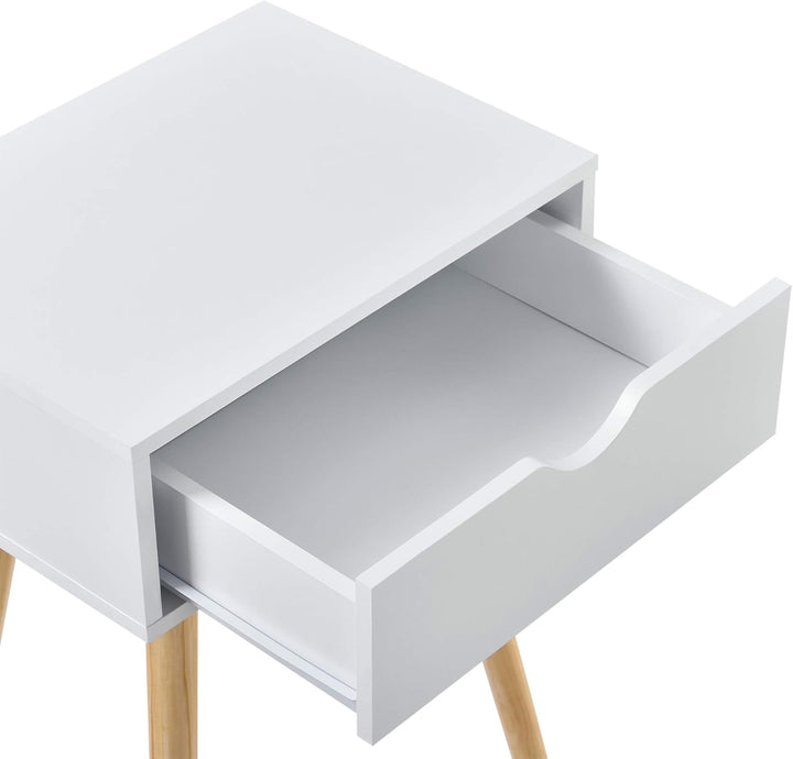 [en.casa] Beistelltisch mit Schublade Weiss Retro 60x40x30 cm Kommode Nachttisch Schubladentisch Nac