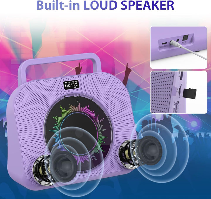 KOVCDVI 9-in-1 CD Player Bluetooth Radio mit CD Player mit Lautsprecher Unterstützung USB/TF-Karten/
