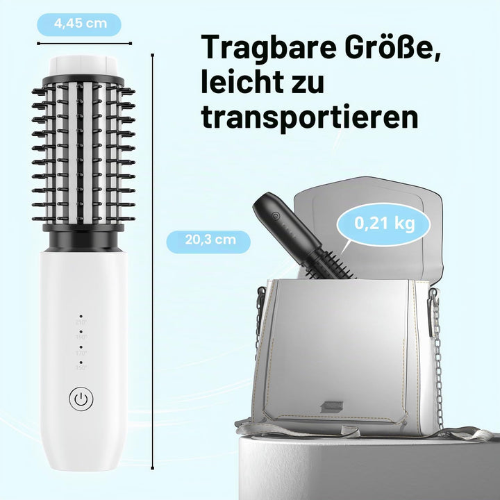 Dricar Kabellose Lockenstabbürste, Tragbare Reise Lockenstäbe Grosse Locken, 40mm Thermobürste Rundb