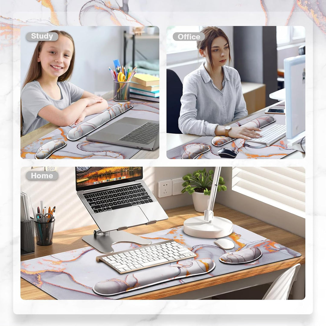 Gimars 3-in-1 XXL Gaming Mauspad mit Gelkissen, Ergonomisches Handballenauflage Tastatur, 800 x 305