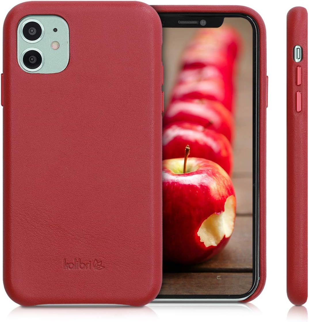kalibri Schutzhülle kompatibel mit Apple iPhone 11 - Hülle Leder - Hardcover Handy Cover Case Rot, R