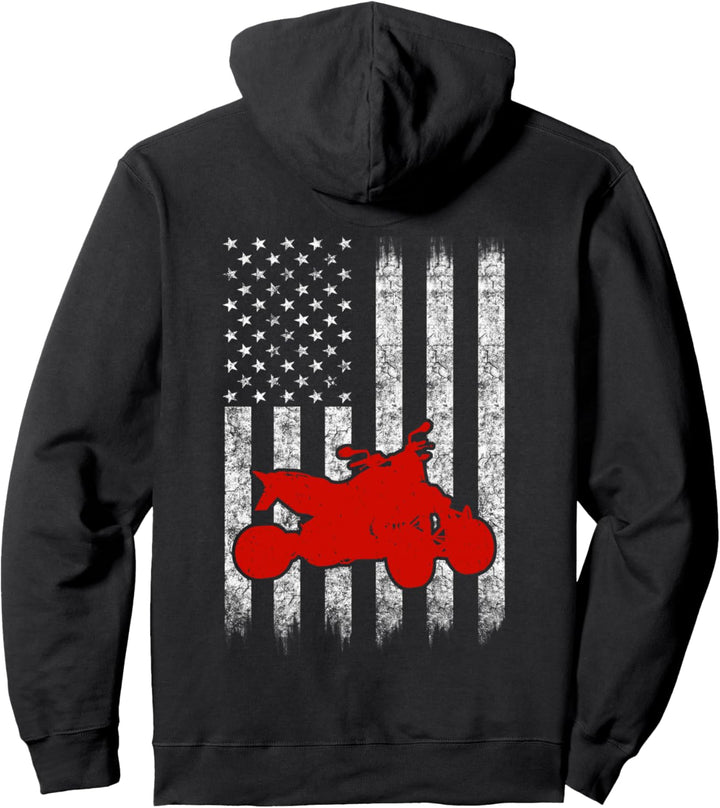American Flag Silhouette Design Atv Quad Bike Pullover Hoodie