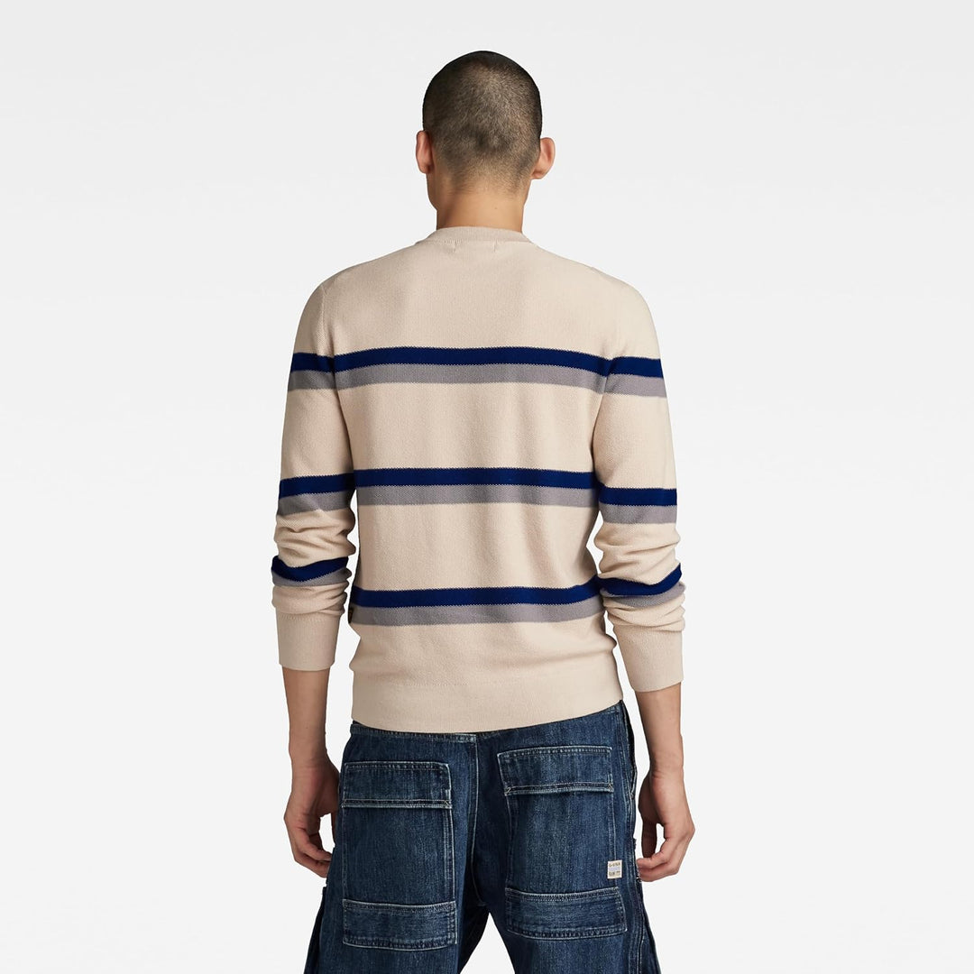 G-STAR Herren Stripe Knitted Sweater S Beige (Whitebait D24378-d563-1603), S Beige (Whitebait D24378