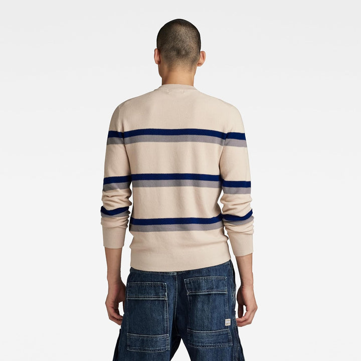 G-STAR Herren Stripe Knitted Sweater S Beige (Whitebait D24378-d563-1603), S Beige (Whitebait D24378