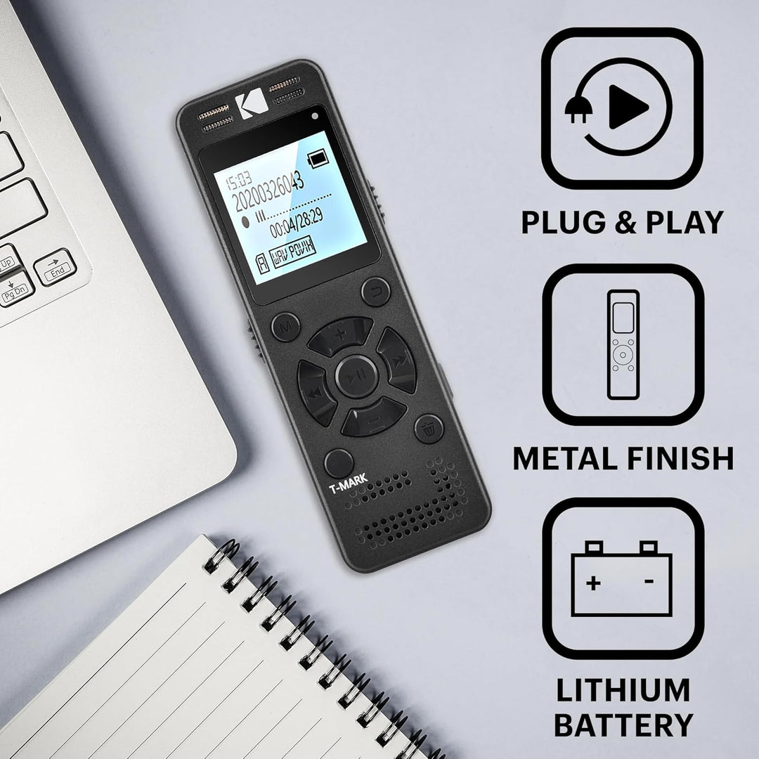 KODAK Hohe Intensität VRC350 digitaler Voice Recorder | Sprachgesteuertes wiederaufladbares Mini Dik