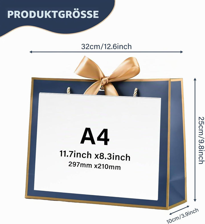 Geschenktüte mit Schleife,Geschenktüte Weiss,Geschenktaschen für Geburtstag, Hochzeit, Festivalfeier