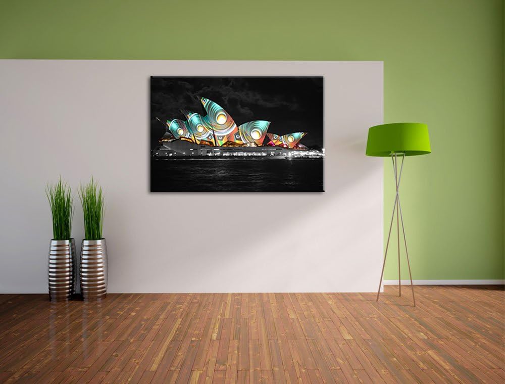 Dark beeindruckende Sydney Opera House Pfauenaugen schwarz/weiss auf Leinwand, XXL riesige Bilder fe