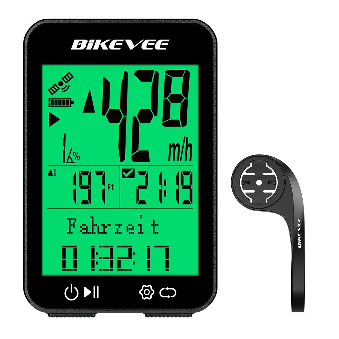 Fahrradcomputer GPS Kabellos Tacho Fahrrad IPX7 Wasserdicht 2,4 Zoll Display mit Temperatur Steigung