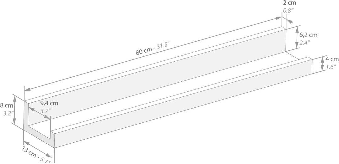 MOBILI FIVER, 2er-Set First Bilderregale, 80 cm, rustikale Eiche, Made In Italy 80 x 13 x 8 cm Rusti