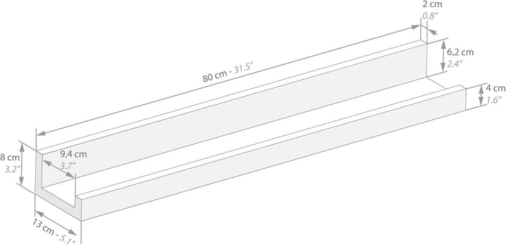 MOBILI FIVER, 2er-Set Bilderregale First, 80 cm, Eiche, Made In Italy 80 x 13 x 8 cm Eiche, 80 x 13
