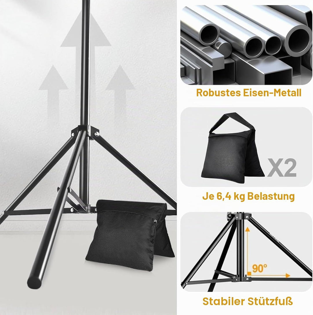 EMART Foto Hintergrund Ständer Fototudios, 2,6m x 3m Verstellbarer Hintergrundsystem mit 6 Hintergru