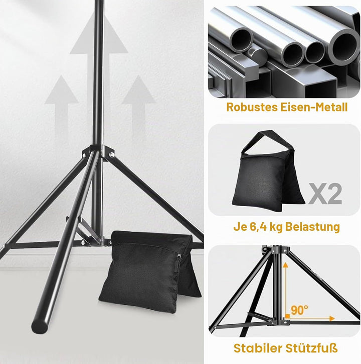 EMART Foto Hintergrund Ständer Fototudios, 2,6m x 3m Verstellbarer Hintergrundsystem mit 6 Hintergru