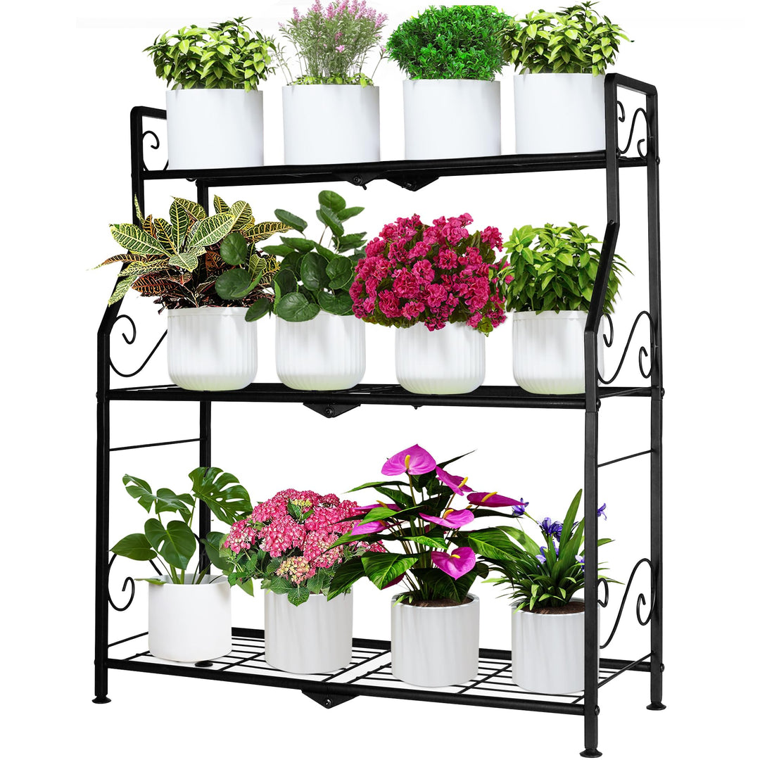 Metall-Blumenleiter 3-stufig (Pflanzenständer) – für Balkon, Garten & Wohnung Stabile Blumentreppe
