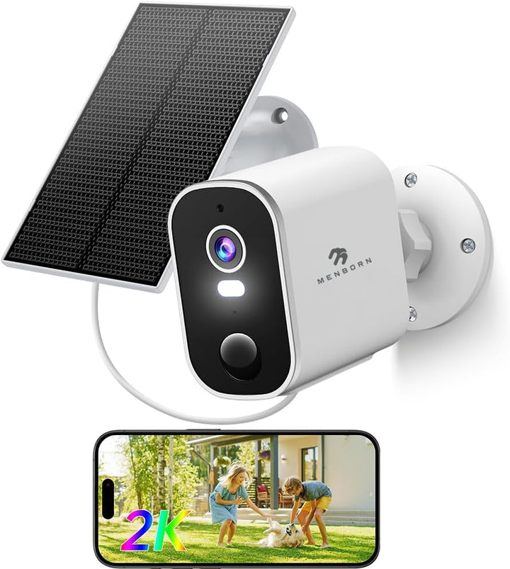 2K/4MP Überwachungskamera Aussen Akku Solar, 2,4GHz WLAN Kabellose Überwachungskamera aussen mit Far
