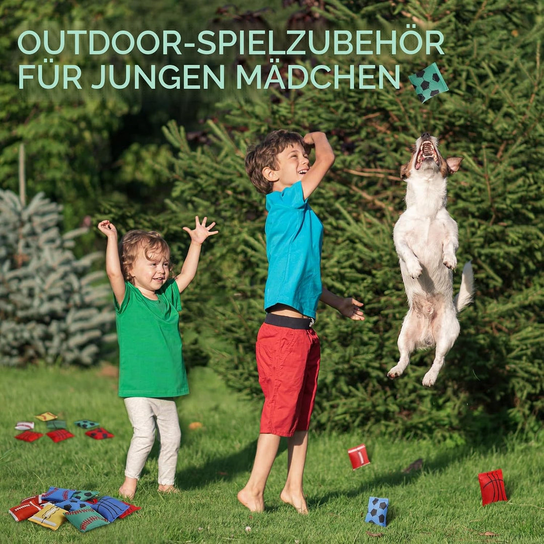 32 Stück Cornhole Säckchen, 6 x 6 cm Bean Bags Wurfspiel, Nylon Sitzsäcke Werfen für Cornhole Spiel,