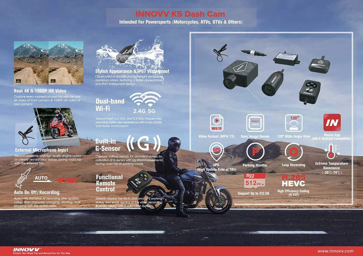 INNOVV K5 - Motorcycle Video Recorder with 2 Cameras