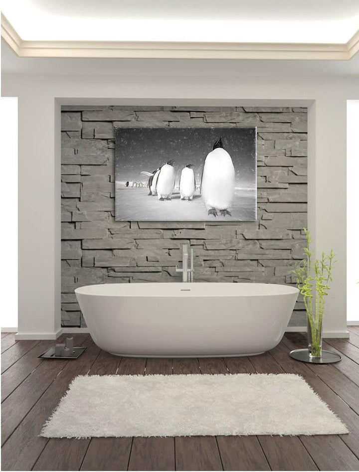 Pixxprint Kaiserpiguine in Antarktis Kunst/Format: 100x70cm / Leinwandbild fertig bespannt Wandbild