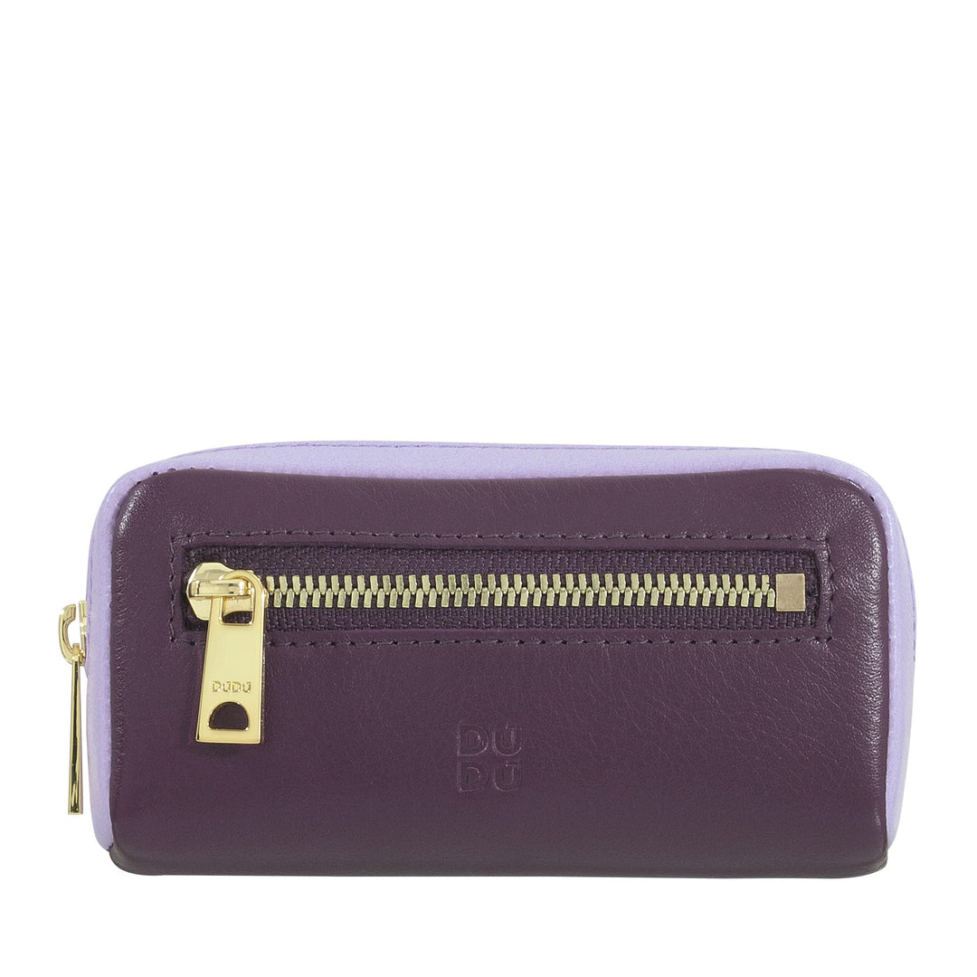 DUDU Bunte Unisex Schlüsseltasche in echtem Kalbsleder Deep Purple, Deep Purple