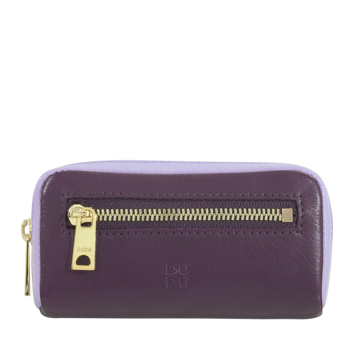 DUDU Bunte Unisex Schlüsseltasche in echtem Kalbsleder Deep Purple, Deep Purple