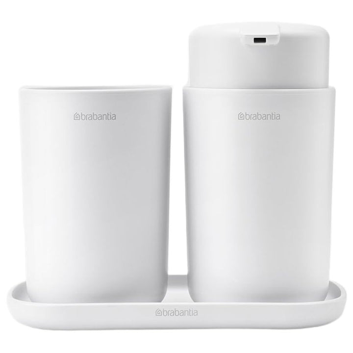 Brabantia Renew Collection Badezimmer-Set, Kunststoff, Weiss, Set of 3 White, White