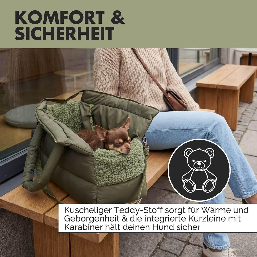 Hundetragetasche SARA | stilvolle Hundetragetasche für kleine Hunde | Wind- & wasserabweisend | Tedd