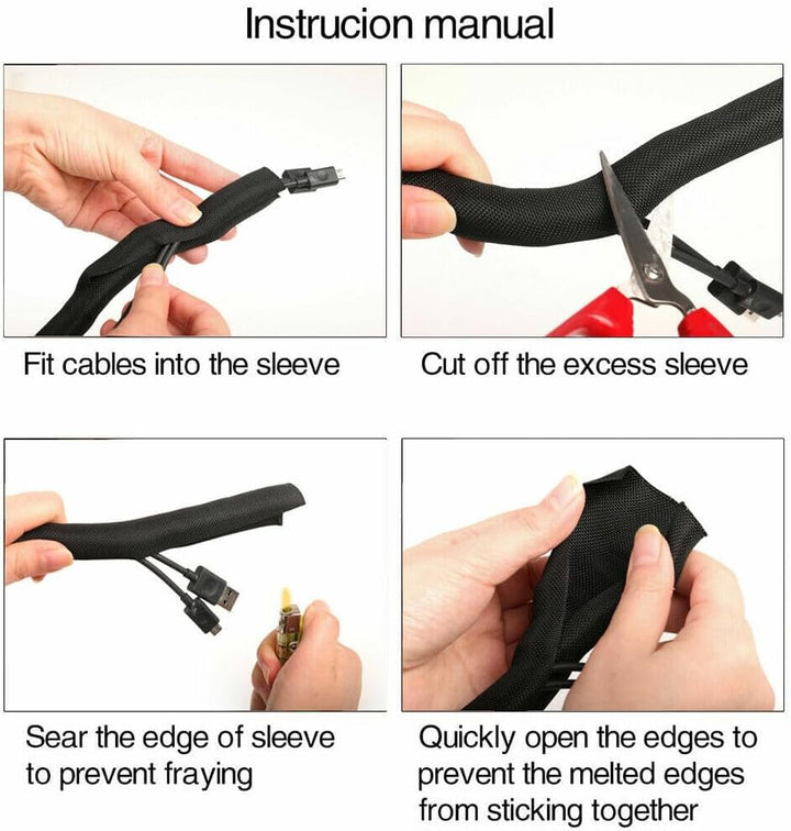 Ewent 3m Kabelschlauch,Ø13mm selbstschliessend Kabelkanal, Flexibler Polyester Kabelmantel,Kabelmant