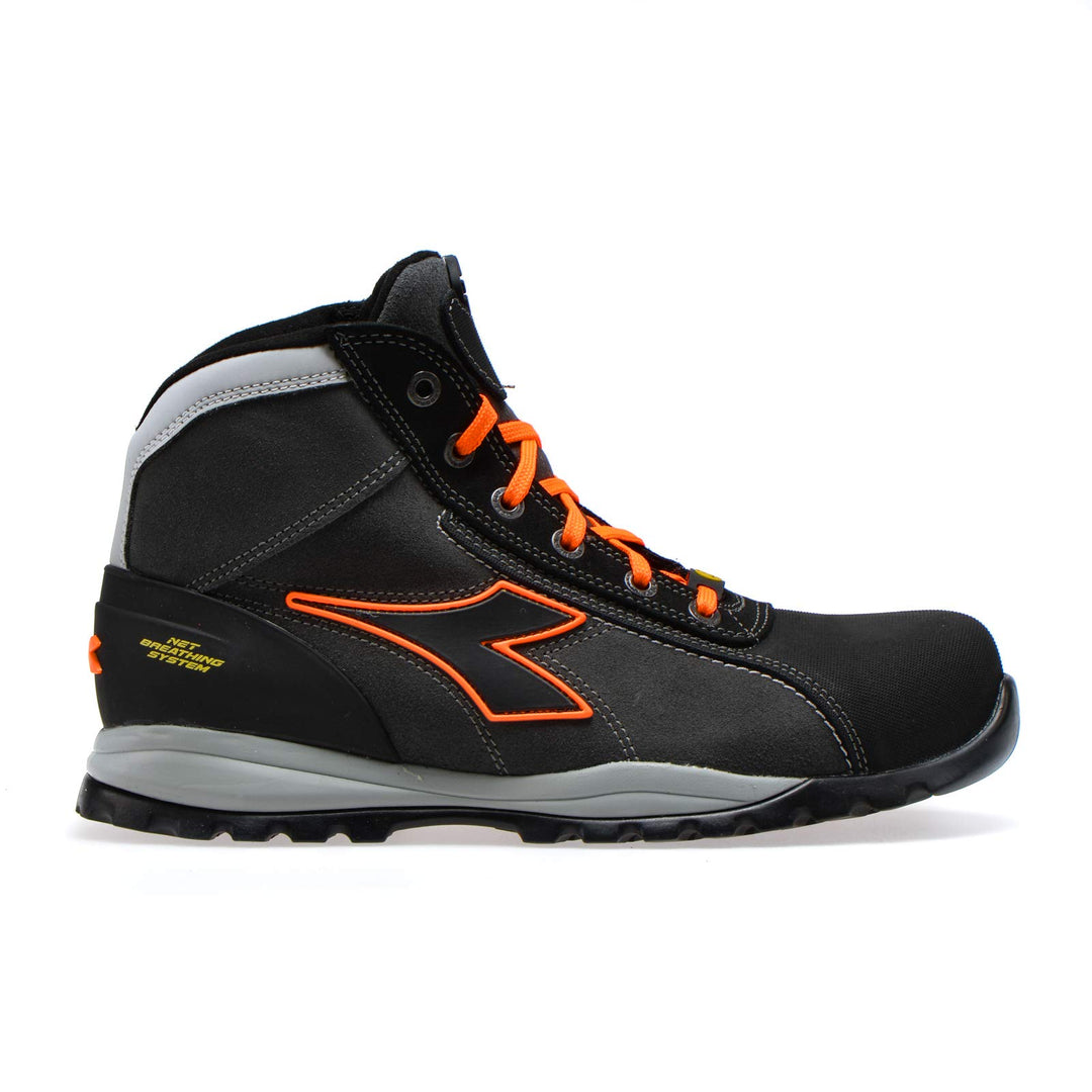 Diadora Glove Net Herren Glove NET MID PRO S3 HRO SRA ESD 35 EU Asphalt Orange Fluo, 35 EU Asphalt O