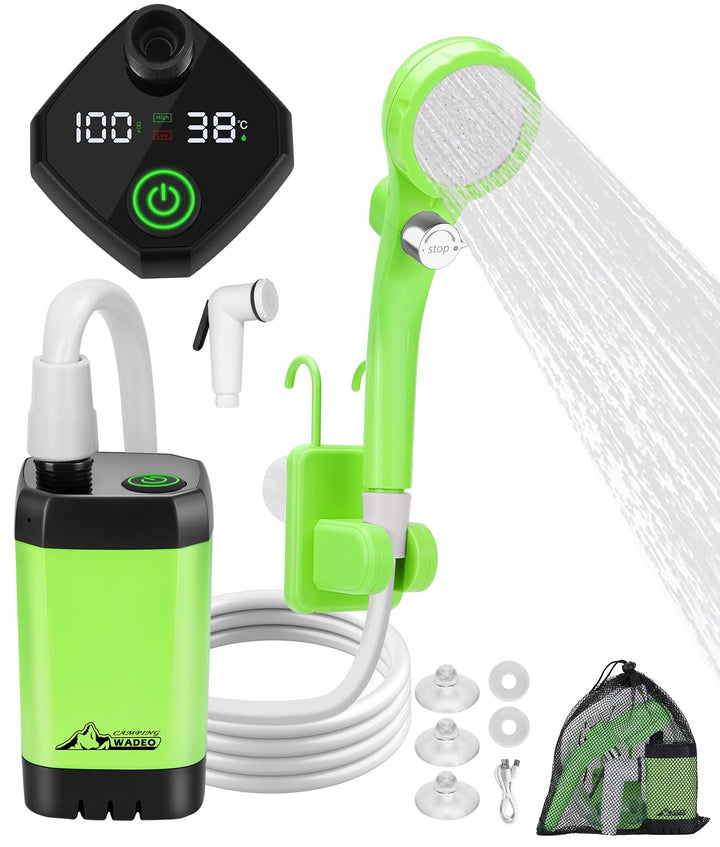 WADEO Tragbare Campingdusche Akku mit Pumpe, Camping Dusche mit wiederaufladbarem Akku [6000-8000mAh