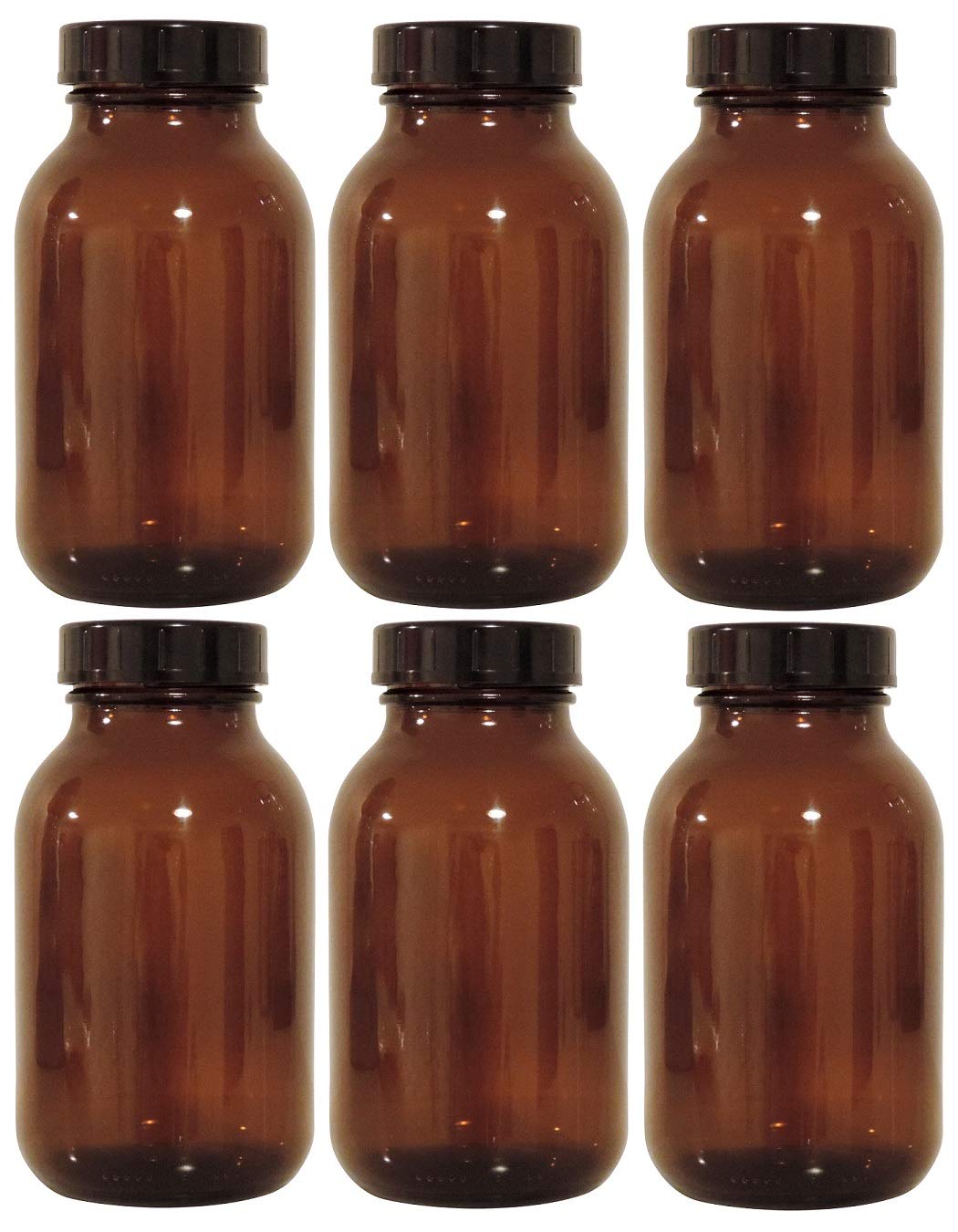 Viva Haushaltswaren braunes Apothekerglas Set 6x 500ml inkl. Schraubverschluss & Etiketten made in G