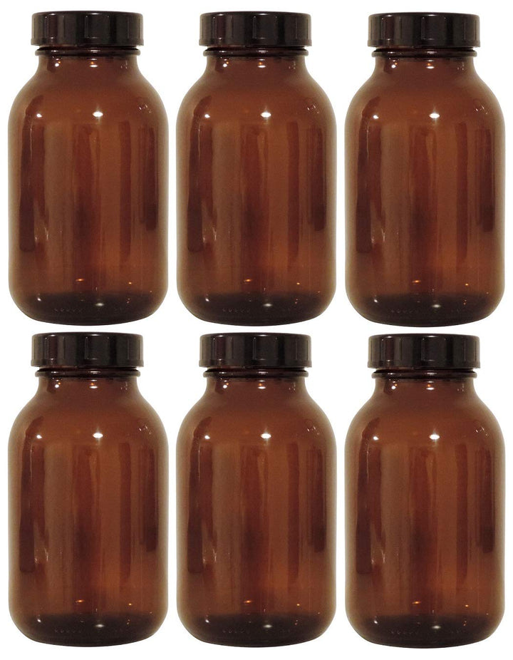 Viva Haushaltswaren braunes Apothekerglas Set 6x 500ml inkl. Schraubverschluss & Etiketten made in G