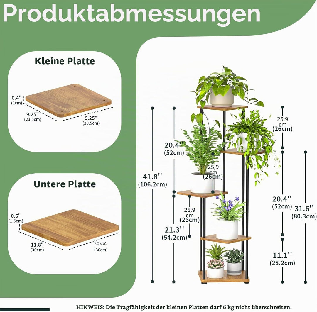 Pflanzenständer für den Innenbereich, 5-stöckig, hoch, Pflanzenregal, Innen- und Aussenbereich, Eck-