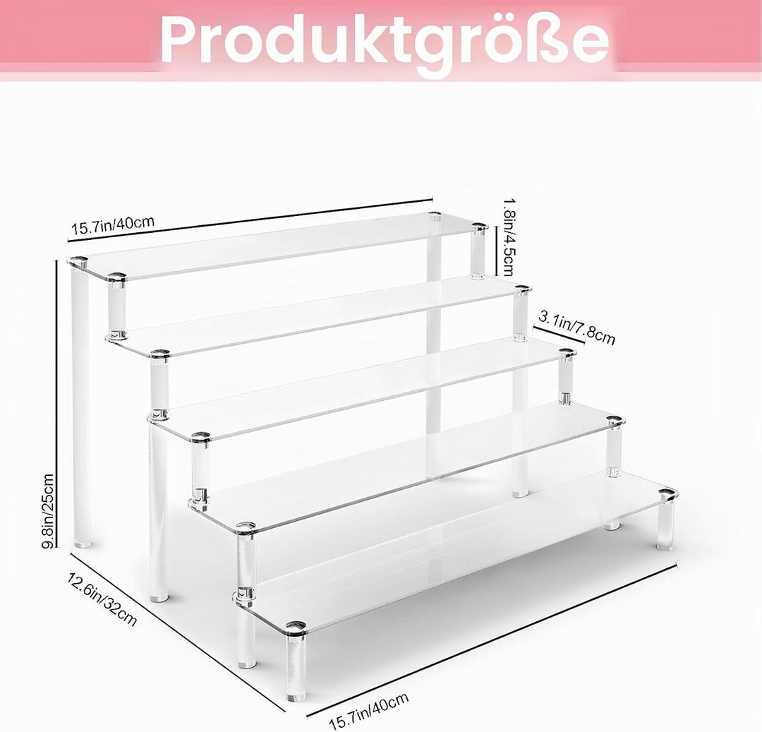 Giyiprpi 5-Stufig Acryl Display Ständer, Transparentes Tischplatte Klar Riser Display Regal für Deko