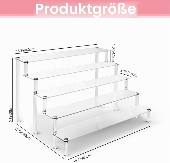 Giyiprpi 5-Stufig Acryl Display Ständer, Transparentes Tischplatte Klar Riser Display Regal für Deko