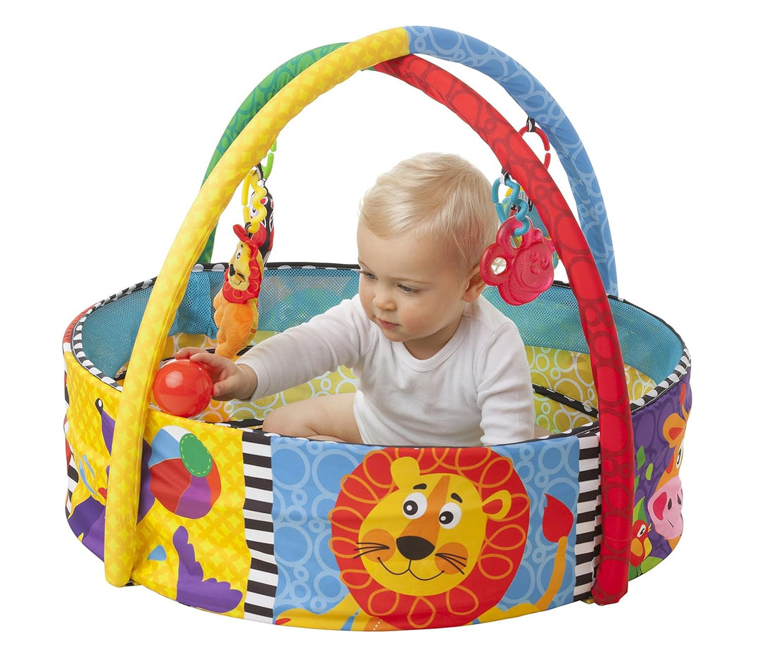 Playgro 0184007 4in1 Erlebnis-Bällebad und Spielmatte, mehrfarbig