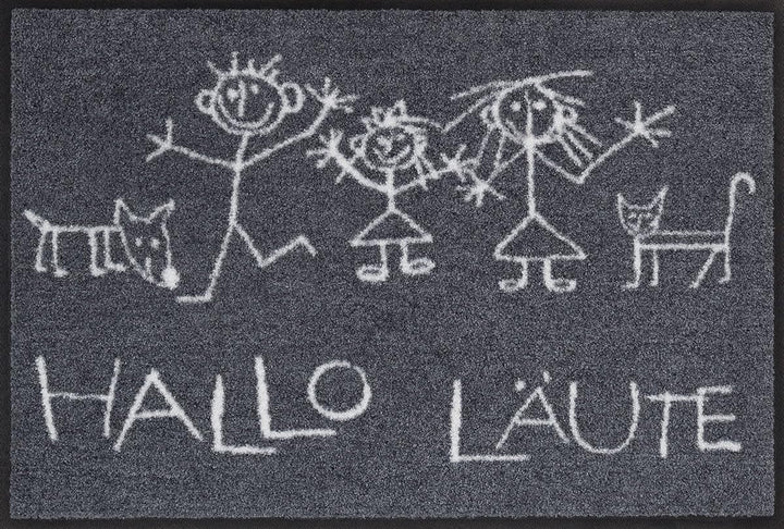 Salonloewe Fussmatte waschbar Hallo Läute 50x75 cm Eingangs-Matte witzig lustig Sprüche Comic Fussab