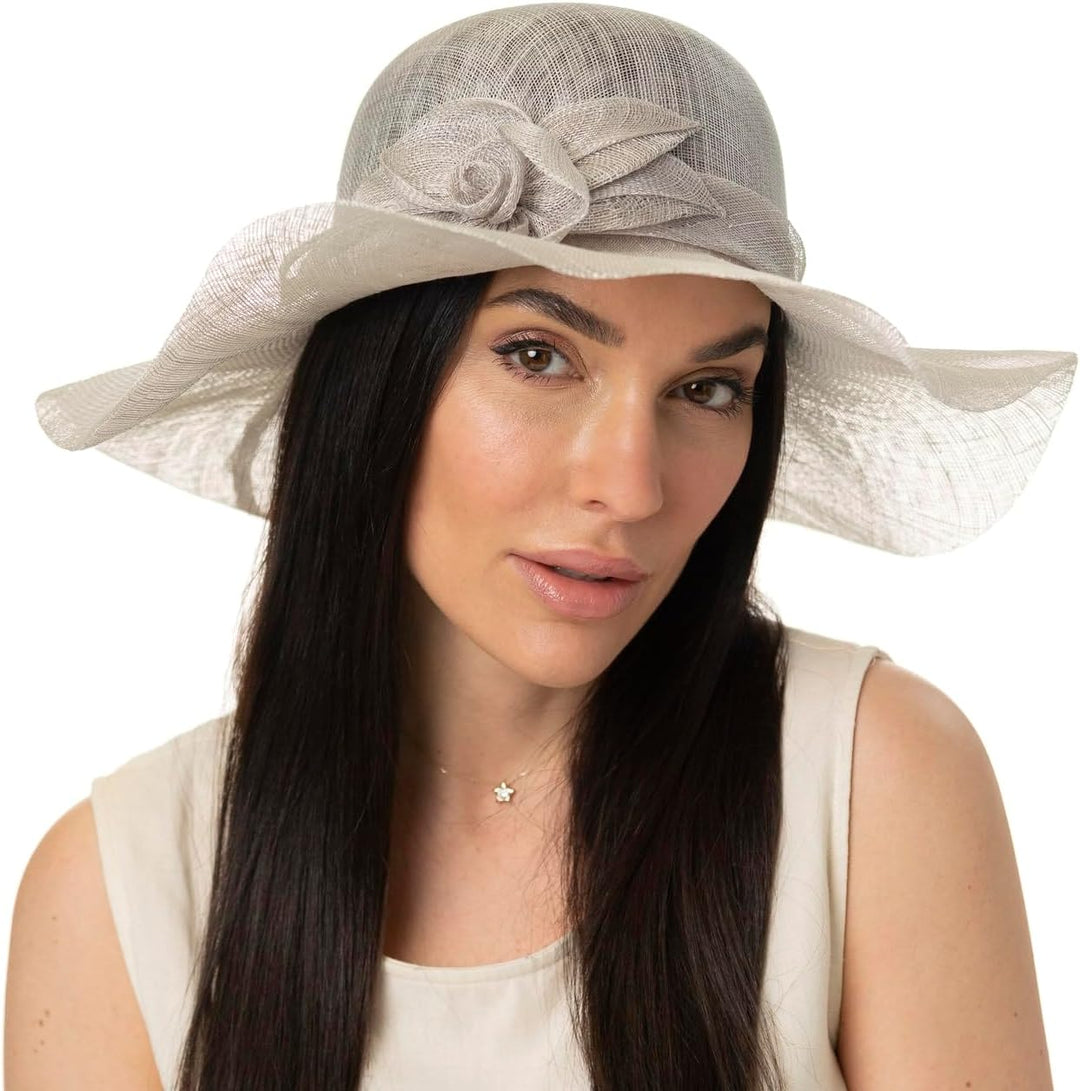 Seeberger Jella Flower Sinamay Strohhut Damenhut Anlasshut Sinamayhut 54-57 Grau, 54-57 Grau