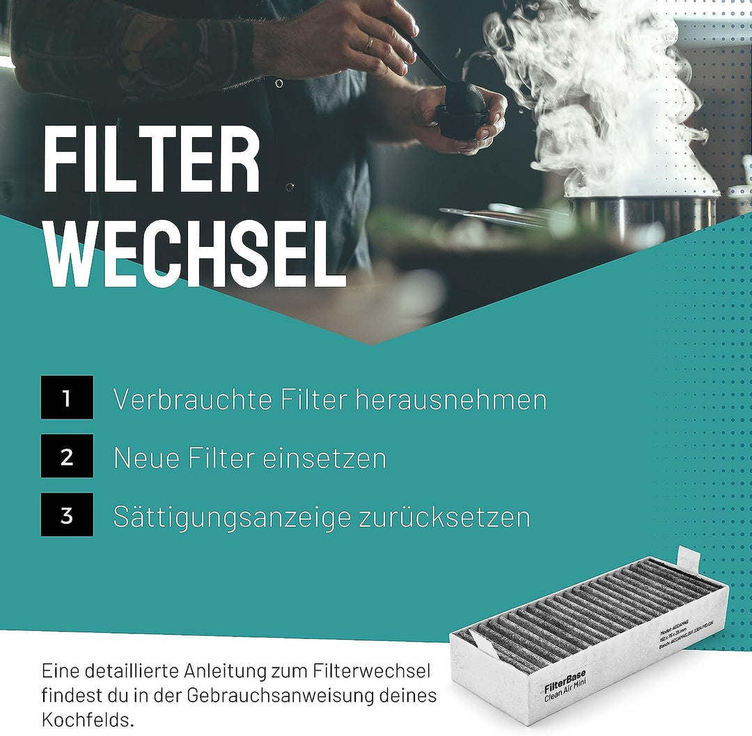 FilterBase® Clean Air Aktivkohlefilter 4 Stück - Filter Set passend für Bosch HEZ9VRCR0 / Siemens HZ