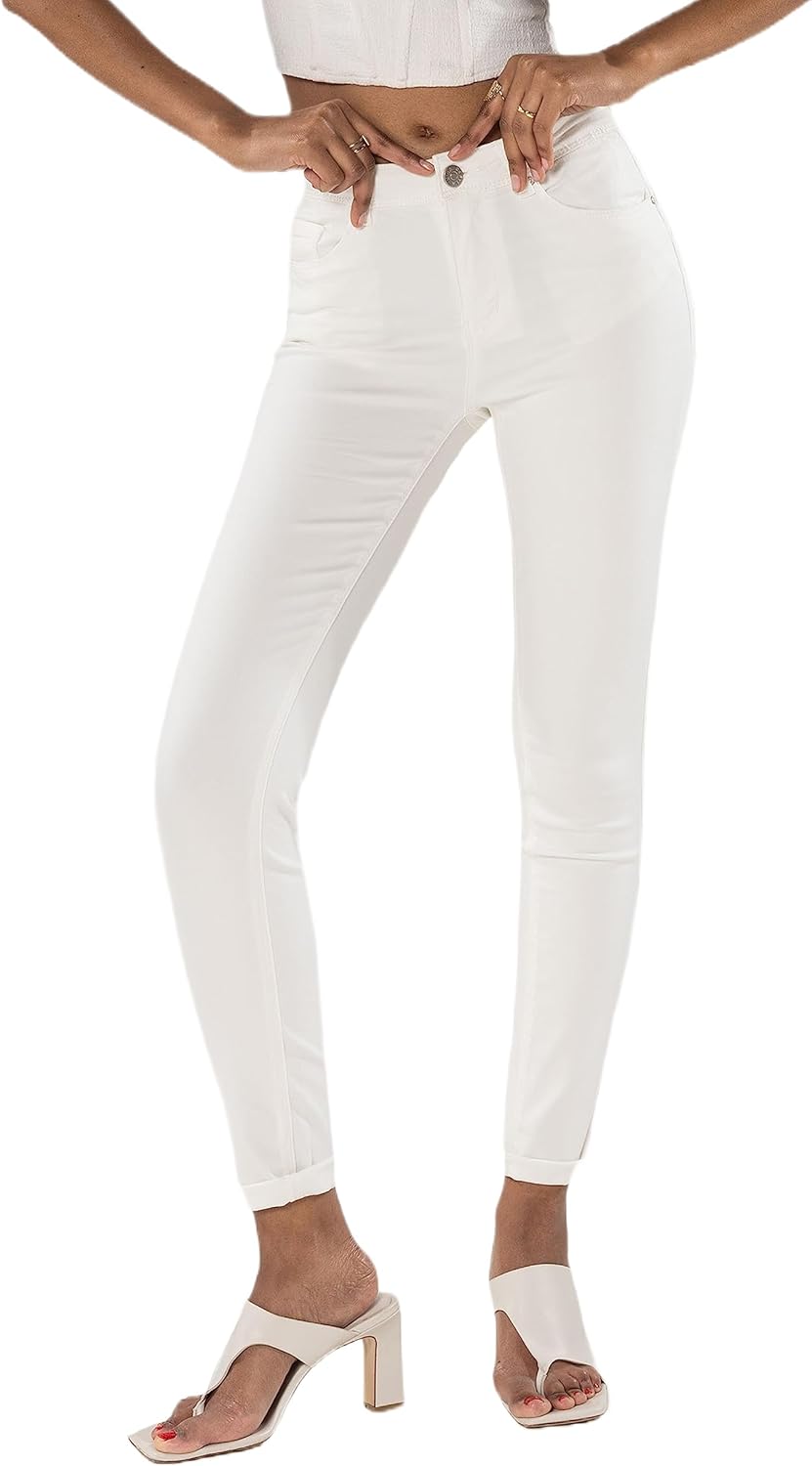 Nina Carter P106 Damen Jeanshosen Slim Fit Push-Up Skinny Jeans Mid-High Waist XS Slim Elfenbein (P1