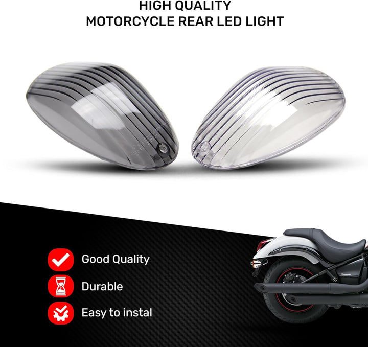 avdb-moto LED-Bremslicht mit integrierten Blinker kompatibel mit Kawasaki Vulcan VN900 (klar), klar