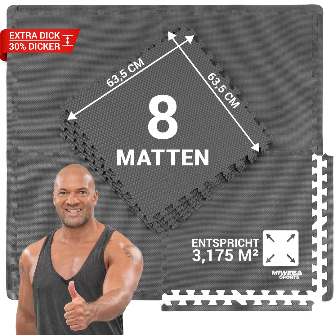 Miweba Sports Bodenschutzmatte BS100 | 18-teilig 3,175 m² - Yogamatte Gymnastikmatte Puzzlematte Fit