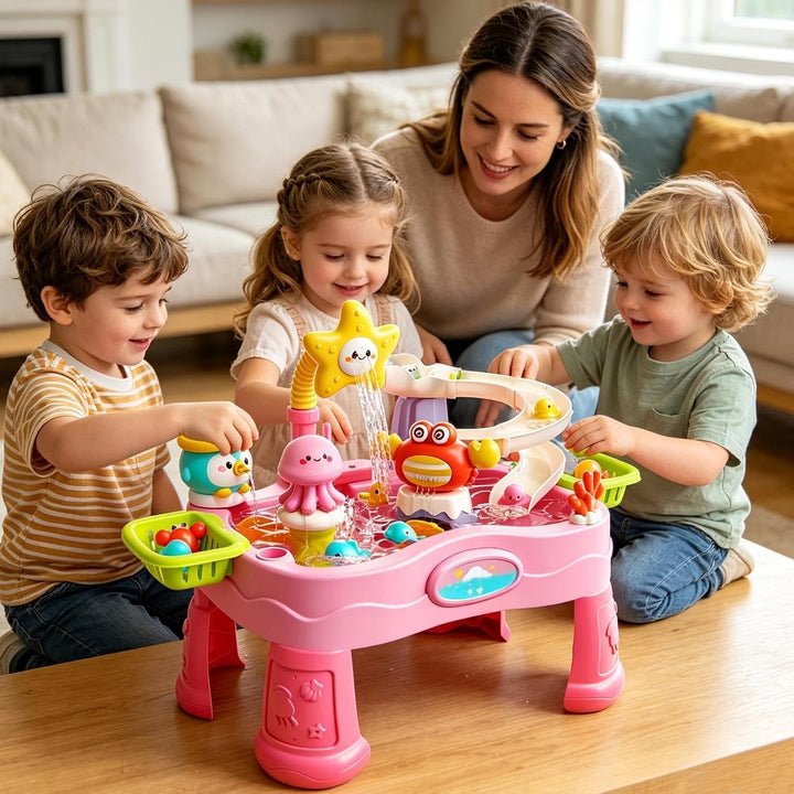 Wasser Aktivitätstisch - Tragbarer Verstellbarer Sommerspielzeug mit Pumpe | Sommer Outdoor Wasser A