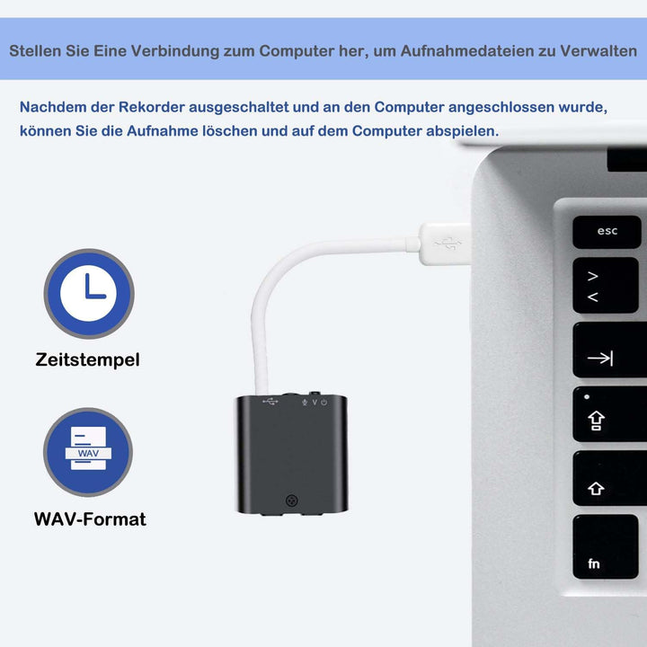 Mini Sprachrecorder, 16 GB, MP3-Wiedergabe, Magnet und Sprachaktivierung, USB-wiederaufladbare Voice