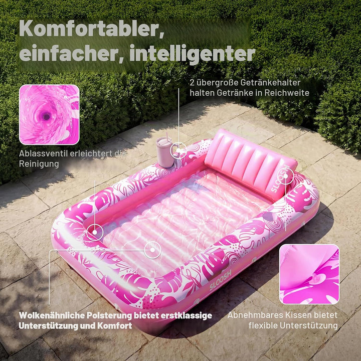 SLOOSH Aufblasbare Tanning Pool, 70" x 46"/ 85" x 57" Grosse aufblasbarer Luftmatratze für Erwachsen
