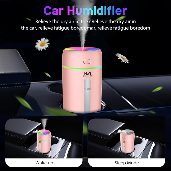 Kissleaf 250ML Mini Luftbefeuchter für Schlafzimmer/Kinderzimmer/Pflanzen,7-Farben-Licht 6H Lange La