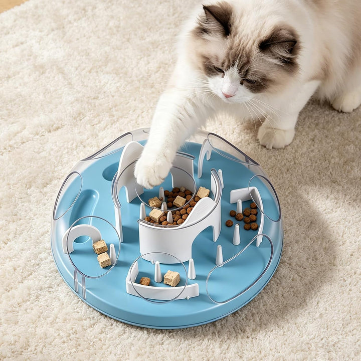 Fummelbrett für Katzen, Katzenfutter Spielzeug Interaktiver Katzen Labyrinth Fütterung Leckerli Spen