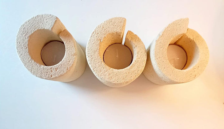 Teelichthalter im 3er-Set, modernes Design-Geschenk für Gastgeschenke oder Dekorationen. Handarbeit.