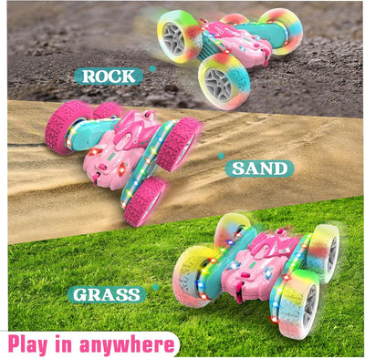 seveclotree Ferngesteuertes Auto Mädchen,Geschenk Mädchen 3 4 5 6 7 8 9 Jahre,2.4Ghz 4WD 360° Flip F