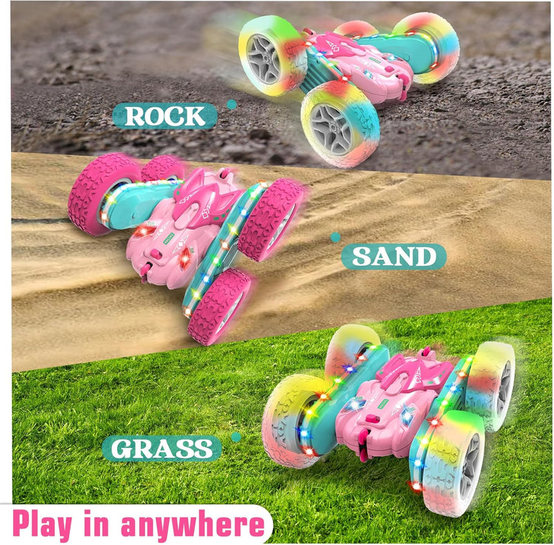 seveclotree Ferngesteuertes Auto Mädchen,Geschenk Mädchen 3 4 5 6 7 8 9 Jahre,2.4Ghz 4WD 360° Flip F