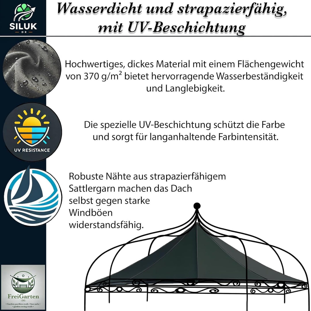 freigarten.de Ersatzdach für Pavillon Modena 6-eck 320cm Wasserdicht Material: Panama PCV Soft 370g/